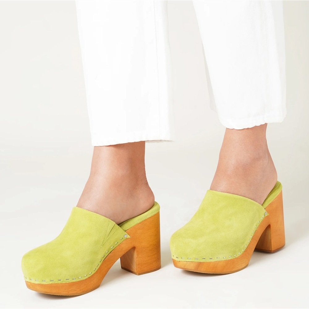 Charlotte Stone Lime Green Mules